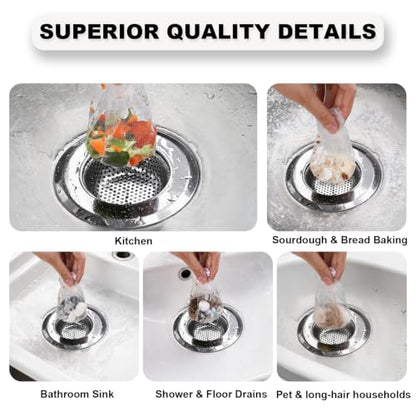WYIRONG 250 Pack Disposable Drain Covers, Disposable Mesh Sink Strainer Pouches for Sourdough, One Use Sourdough Drain Catcher Mesh Cover Nets for Kitchen Sink, Strainer Pouches Kitchen and Bathroom - size: Small