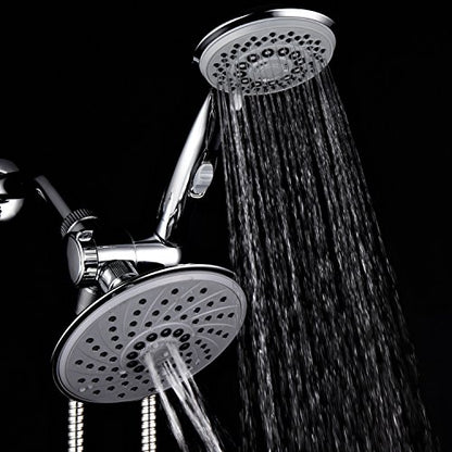 HotelSpa 6''/4'' Ultra-Luxury 3 way Rainfall Shower-Head/Handheld Shower Gray Spiral Combo w/Patented ON/OFF Pause Switch and 5-7 foot Stretchable Stainless Steel Hose - color: Chrome & Gray