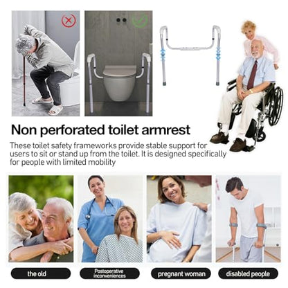 Toilet Support Frame: Non-slip Safety Rail, Aluminum Foot Bar, Portable Bath Handle | Stable Bath Aid for Elderly, Disabled, Pregnant Women