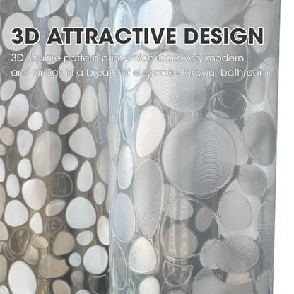 Clear Plastic Shower Curtain Liner, 3D Pebble, 70x72 in, 1 Pack | 100% waterproof, PEVA, modern 3D pattern, 12 rust-free pouch holes, fits standard tubs, for home, hotel, dorm - color: Pebble-clear