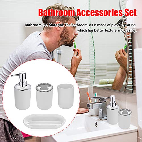4pcs Bathroom Accessories Set, Toothbrush Holder Tooth Mug Soap Dish Liquid Bottle Bathroom Set Shower Countertop Vanity Organizer(Black) - color: Black