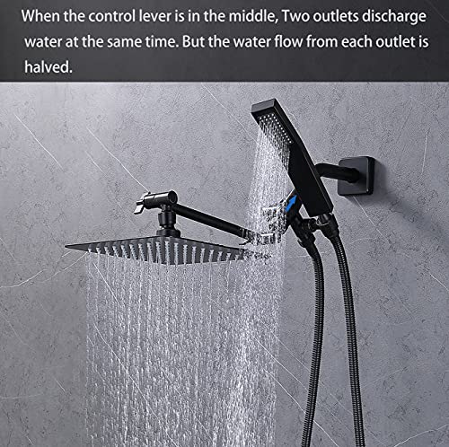 G-Promise Solid Metal Shower Head Diverter with Holder 3-Way (Chrome) | Spray Separately or Both, Adjustable-Angle Bracket, Anti-Leak, Smooth Knob Switch, Easy Install, Universal Replacement Part - color: Oil Rubbed Bronze