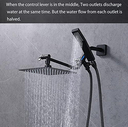 G-Promise Solid Metal Shower Head Diverter with Holder 3-Way (Chrome) | Spray Separately or Both, Adjustable-Angle Bracket, Anti-Leak, Smooth Knob Switch, Easy Install, Universal Replacement Part - color: Oil Rubbed Bronze