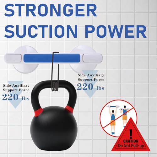 2pack 12inch Shower Grab Bar with Large Suction Cups, No Drill Bathroom Safety Handle, Non Slip ABS Grip Support Bar for Seniors, Elderly, Shower and Bathtub(Blue) - color: Blue
