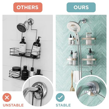 Zenna Home Expanding Shower Caddy, Rust-Resistant, Chrome with Brushed Accents - color: Chrome With Brushed Nickel Accents