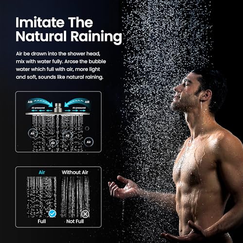 Circular Brushed Nickel Thermostatic Shower System – Rainfall & Handheld Shower Head Set | 2-Function Shower Faucet Set with Rough-In Valve | Solid Brass Build & Temperature Control (KSF410BN) - color: Brushed Nickel