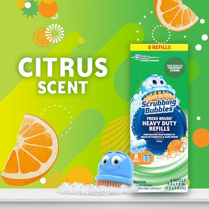 Scrubbing Bubbles Toilet Bowl Wand Cleaner Refills, Fresh Brush Heavy Duty Cleaner Toilet Refill Pads, Removes Limescale & Odors, Citrus Scent, 8 Count (Pack of 8) - size: 8 Count (Pack of 8)