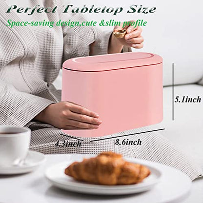 LTWQLing Mini Trash Can with Lid - Removable Small Garbage Can, Tiny Plastic Trash Bin, Pop Up Countertop Wastebasket, Counter Garbage Lint Bin for Bathroom,Office,Kitchen,Desk,Coffee Table(Pink) - color: Pink