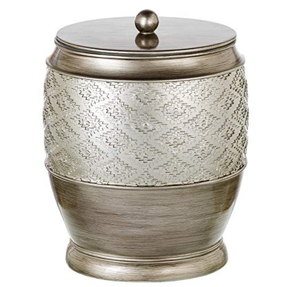 Creative Scents Dublin Silver Small Bathroom Trash Can with Lid 1.26 Gal / 4.8L - Brushed Silver Oval Garbage Can - Decorative Waste Basket for Bathroom Decor - Durable Wastebasket for Paper/Diaper - style: Trash Can