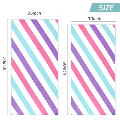 Whale Flotilla 2 Pack Quick Dry Beach Towels Oversized (35"x70"), Microfiber Sand-Free Beach Towel Set, Extra Large Compact Pool Travel Accessories, Green and Pink - color: Green/Pink, size: 70.00" x 35.00"