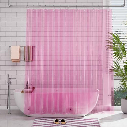 AmazerBath Shower Curtain Liner, 72x72 Transparent Hot Pink Shower Liner, Lightweight Plastic Shower Curtain Liners, Cute Waterproof Shower Liner for Bathroom with 3 Magnets & 12 Grommet Holes - color: Clear Hot Pink, size: 72"W x 72"L (Pack of 1)