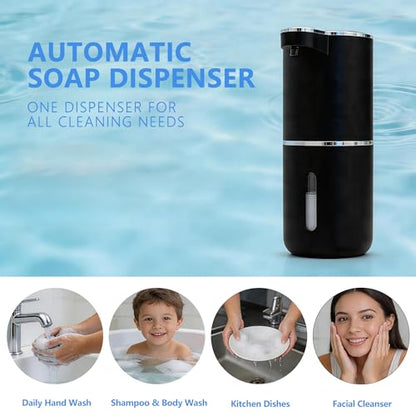 Automatic Foam Soap Dispenser – USB Rechargeable Smart Hand Soap Dispenser with 4-Level Adjustable, 380mL Wall Mounted or Countertop, IPX5 Waterproof, for Bathroom Kitchen (Black) - color: Black1