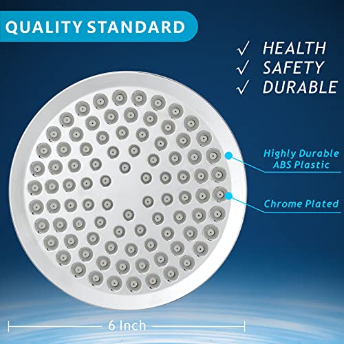 High Pressure Rain Shower Head with 11'' Extension Arm - High Flow Rainfall Showerhead - Luxury Modern Look - Pressure Boosting(Round, Chrome) - color: Chrome, style: 6" Round