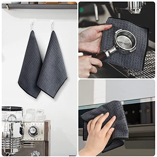 Waffle Microfiber Dish Cloths Gray Kitchen Towels, Cleaning Cloth | Quick Dry Absorbent Dish Rags Dishcloths Barista Towels 12x12 Inch 6 Pack - color: Gray, size: 12in x 12in 6 Pack