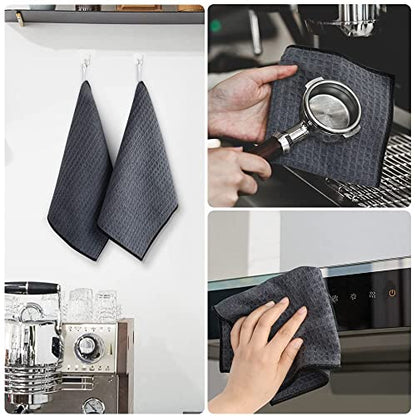 Waffle Microfiber Dish Cloths Gray Kitchen Towels, Cleaning Cloth | Quick Dry Absorbent Dish Rags Dishcloths Barista Towels 12x12 Inch 6 Pack - color: Gray, size: 12in x 12in 6 Pack