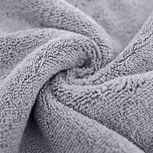 POLYTE 410 GSM Poly Blend Microfiber Quick Dry Bath Towel Set of 6 Pieces | 2-Body Towels, 2-Hand Towels, 2-Wash cloths, Oversize, Lint Free - color: Gray