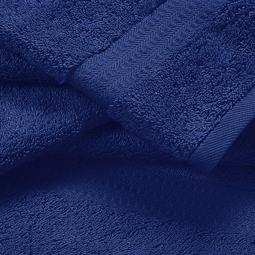 MyOwn 6 Piece Towel Set, 100% Combed Cotton - 2 Bath Towels, 2 Hand Towels, 2 Wash Cloths - 500 GSM Luxury Hotel Quality Ultra Soft Highly Absorbent Towel Set for Bathroom - Navy Blue - color: Navy Blue
