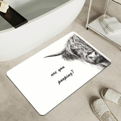 Bath Mat-Bathroom Rug，Highland Cow Prank Non Slip Quick Dry Stain Resistant Easy to Clean Care Shower Rug for Bathtub Shower Room 16×24Inch (40 * 60cm) - color: Highland Cow Prank, size: 16 x 24 inches