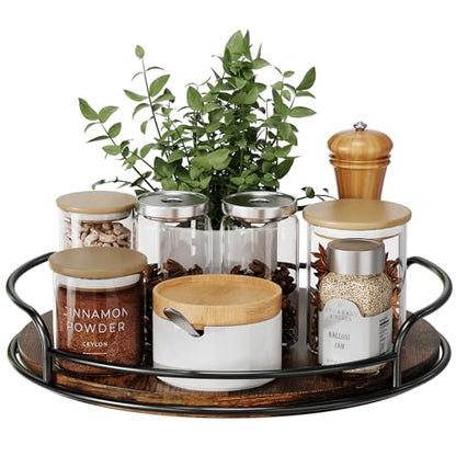 LAMU 10'' Lazy Susan Organizer, Wooden Lazy Susan Turntable for Cabinet, Table Top, Kitchen, Pantry, Bathroom Countertop Organizer, 1 Pack - size: 10in 1 Pack