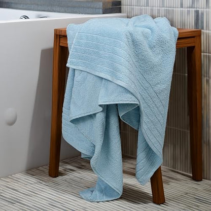 2 Piece Extra Large Bath Sheets 35 x 70 Inches, Sky Blue | 100% Cotton, Larger & Lighter Weight, Quicker to Dry, Super Soft & Absorbent, Oversized Bath Towels - color: Sky Blue