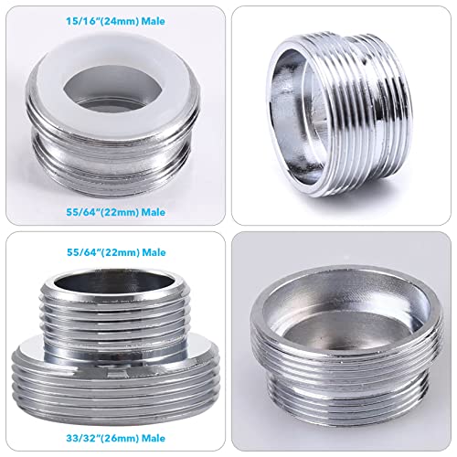 Faucet Diverter Valve with Aerator, 3-Way Diverter Valve for Hand Held Shower, Sink Faucet Splitter for Kitchen and Bathroom, with M22/M24/M26/F28/G1/2" Adapters - color: Sliver with 5 Adapters