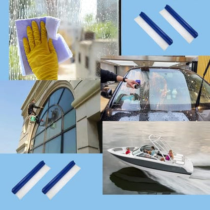 2pack 12inch Car Drying Squeegee Water Blade Universal Quick Drying Squeegee Wiper Flexible T-Bar Water Blade Silicone Squeegee for Car,Glass,Windshield,Bathroom Blue Handle - color: Blue