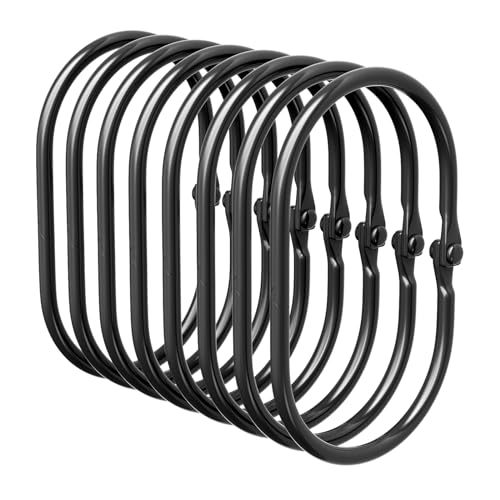 Bathway Shower Curtain Rings, Bathway Shower Curtain Hooks, Black Shower Curtain Hooks Rings Rust Proof, Anti-Drop Smooth Shower Rings for Curtain, 12 Pcs Metal Shower Hooks for Shower Curtain Rod - color: Black, style: Modern Oval