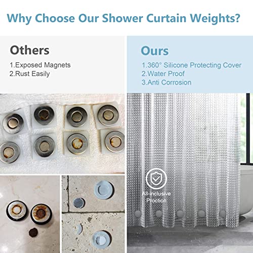VANZAVANZU 5 Pairs Shower Curtain Weights, Silicone Wrapped Magnets, Heavy Duty Magnets Prevent Curtain Liner from Blowing, Rust-Free, Gray - color: Grey, size: 1.2"W x 1.2"L (Pack of 5)