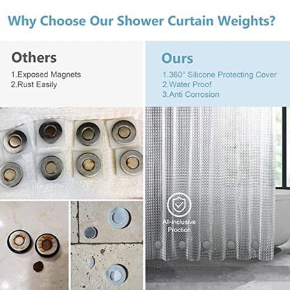 VANZAVANZU 5 Pairs Shower Curtain Weights, Silicone Wrapped Magnets, Heavy Duty Magnets Prevent Curtain Liner from Blowing, Rust-Free, Gray - color: Grey, size: 1.2"W x 1.2"L (Pack of 5)