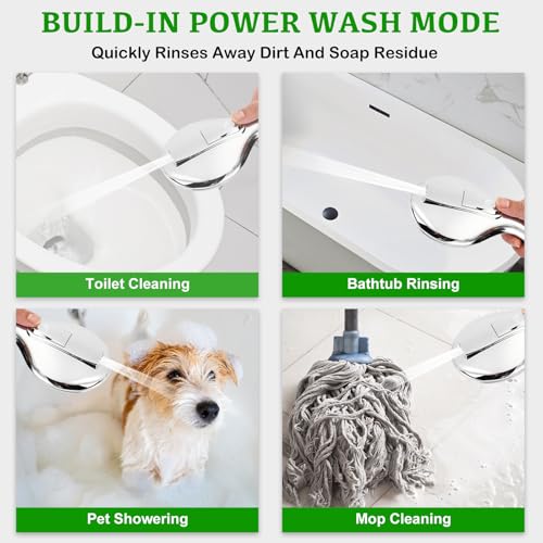 OHDAY® High Pressure Shower Head with Handheld Built-in Power Wash 6-Mode | Powerful Showerhead with 70'' Stainless Steel Hose,Adjustable Bracket,Power Wash for Tub,Tile,Pet & Bathroom Corner