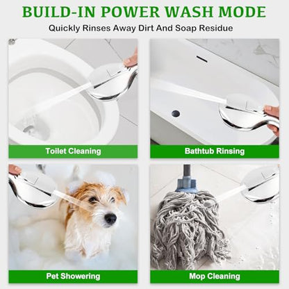 OHDAY® High Pressure Shower Head with Handheld Built-in Power Wash 6-Mode | Powerful Showerhead with 70'' Stainless Steel Hose,Adjustable Bracket,Power Wash for Tub,Tile,Pet & Bathroom Corner