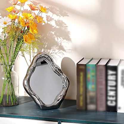 Ceramic Makeup Mirror, Desktop Vanity Mirror, Decorative Wall Mirror, Freestanding Movable Table Mirror