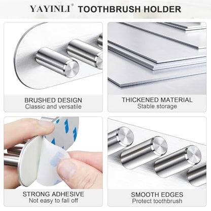 Electric Toothbrush Head Holder, Toothbrush Holders Wall Mounted, Adhesive Tooth Brush Head Holder Organiser, Electric Toothbrushs Holder, Shower Tooth Brushing Holder (Silver, Large) - color: Silver, size: Large