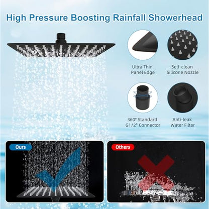 Metal 12" Rain Showerhead with 10-Spray Handheld, Easy Reach 4-way Diverter | Oil Rubbed Bronze Finish, NSF/ANSI/CAN 372 Certified, High Pressure Shower Head with Pause Mode, 71" Hose/12" Extension Arm - color: Oil Rubbed Bronze, style: Square 12"