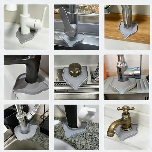 Compact Silicone Kitchen Sink Faucet Splash Proof Mat, Tap Water Diversion Splash Guard Drain Pad(Light Grey,2PCS) - color: LightGreyx2