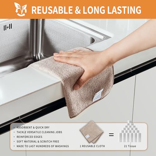 MR.SIGA Microfiber Cleaning Cloths, Streak Free Microfiber Towels, 12 Pack | All-purpose microfiber cloths, ultra absorbent, reusable household cleaning towels, Wheat, 32 x 32 cm(12.6 x 12.6 inch) - color: Wheat