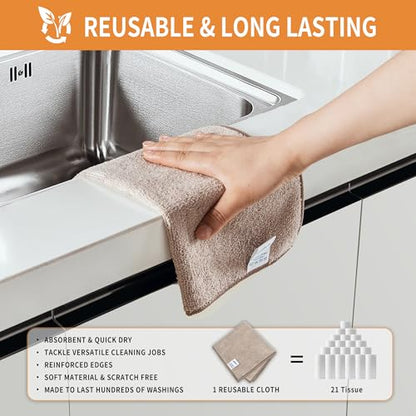 MR.SIGA Microfiber Cleaning Cloths, Streak Free Microfiber Towels, 12 Pack | All-purpose microfiber cloths, ultra absorbent, reusable household cleaning towels, Wheat, 32 x 32 cm(12.6 x 12.6 inch) - color: Wheat