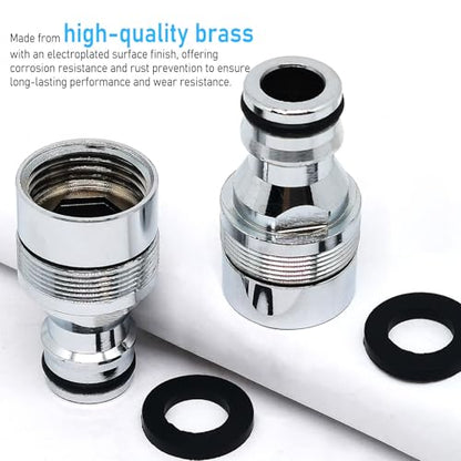 1pcs Brass Faucet Tap Quick Connector Adapter Kit,G 1/2inch Female Coarse Thread Connector,Universal Faucet Adapter for Washing Machine And Pressure Washer(Silver) - size: G 1/2inch Female Thread