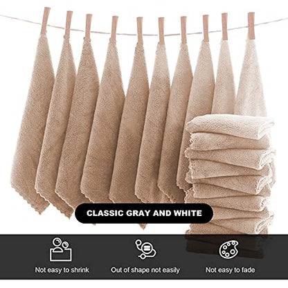 MOONQUEEN Microfiber Facial Cloths Fast Drying Washcloth 12 Pack - Premium Soft Makeup Remover Cloths - Brown - color: Brown, size: 12x12 Inch (Pack of 12)