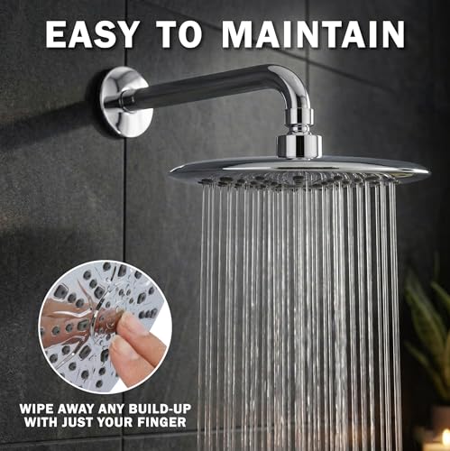 Luxury Rain Shower Head - 2.5 GPM - Polished Chrome | 9 Inch Large, High Flow, Overhead Rainfall Showerhead With Self-Clean Nozzles, Easy Install, Adjustable Brass Ball Joint - color: Polished Chrome, size: 2.5 GPM