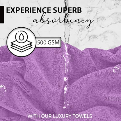 KAHAF COLLECTION 100% Cotton Bath Towels, 24x48 Pack of 6 Towels, Quick Dry, Highly Absorbent, Soft Feel Towel, Gym, Spa, Bathroom, Shower, Pool, Luxury Soft Towels (Light Purple, 24x48-6 Pack) - color: Light Purple, size: 24x48 - 6 PACK