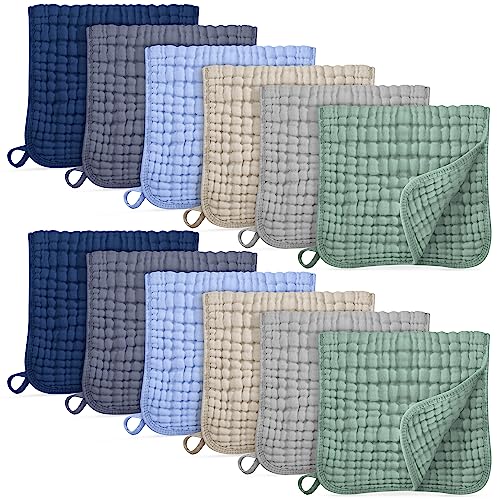 Unnivoll Muslin Burp Cloths for Baby 100% Cotton Burping Cloths for Boys Girls Large 20''X10'' Extra Soft and Absorbent 12 Pack - Multicolor - color: Multicolor, size: 12 Pack