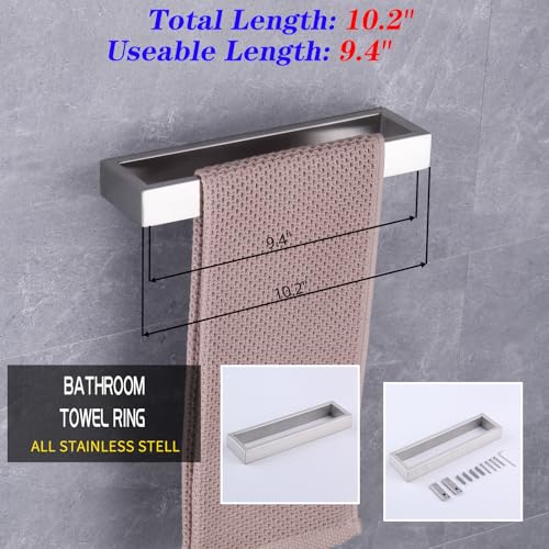 GERZWY Bath Towel Holder SUS304 Stainless Steel Towel Hanger Towel Ring for Bathroom Lavatory Wall Mount Contemporary Style, Brushed Finish HG1706-LS - color: Brushed