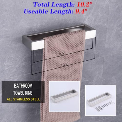 GERZWY Bath Towel Holder SUS304 Stainless Steel Towel Hanger Towel Ring for Bathroom Lavatory Wall Mount Contemporary Style, Brushed Finish HG1706-LS - color: Brushed