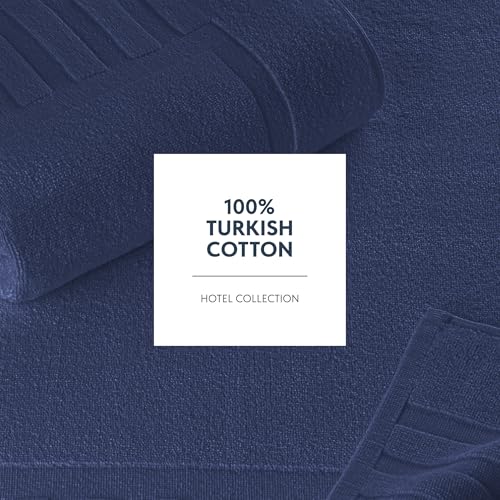 White Classic Luxury Bath Mat Floor Towel Set - Absorbent Cotton Hotel Spa Shower/Bathtub Mats [Not a Bathroom Rug] 22"x34" | 2 Pack | Navy Blue - color: 14: Navy Blue