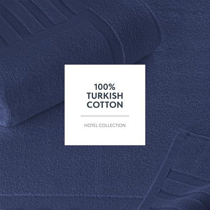 White Classic Luxury Bath Mat Floor Towel Set - Absorbent Cotton Hotel Spa Shower/Bathtub Mats [Not a Bathroom Rug] 22"x34" | 2 Pack | Navy Blue - color: 14: Navy Blue