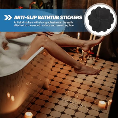ARTIBETTER 20 Sheets Anti Skid Bathtub Stickers Bathroom Self-Adhesive Non Slip Stickers for Tub Shower Floor Safety Square Black - size: 10X10CM