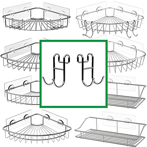 Shower Caddy Hooks, Razor Hanger for Shelf and Loofah (Silver - 2 Open) - color: Silver - 2 Open