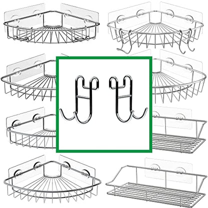 Shower Caddy Hooks, Razor Hanger for Shelf and Loofah (Silver - 2 Open) - color: Silver - 2 Open