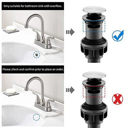 2 Handle Brushed Nickel Bathroom Sink Faucet - 4 Inch Centerset Faucet Bathroom 2 or 3 Hole Lavatory Faucet Bathroom Vanity Sink Faucets with Pop-up Drain and Supply Lines - color: ‎Brushed Nickel